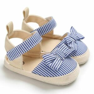 Straight Blue Lines N Bow Baby Sandal