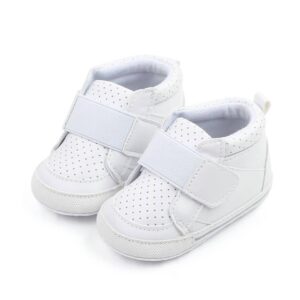 White Leather Band Trap Style Baby Shoes