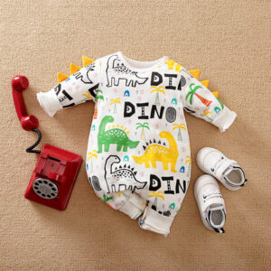 Dino Pattern Colorful Baby Romper
