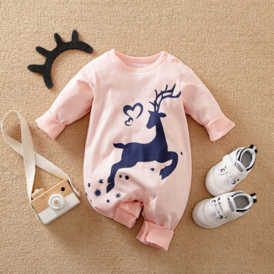 Light Pink Deer Baby Girl Romper
