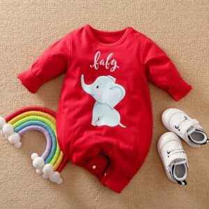 Little Elephant In The Red Baby Romper