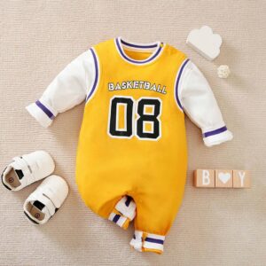 Basketball Yellow Sports Baby Romper