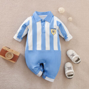 Blue Football Sports Style Baby Romper