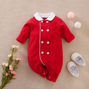 Modern Chef Style Red Baby Romper