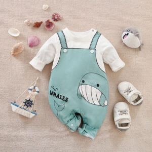 Stylish Whale Printed Baby Romper