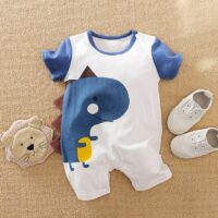Blue And White Dino Baby Romper