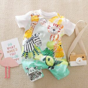 Playful Animal Drawing Baby Romper