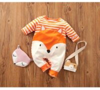 Orange Striped Fox Style Baby Romper