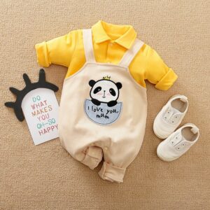 Yellow Mini Panda Stylish Baby Romper