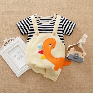 French Style Dino Baby Romper