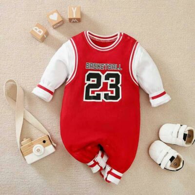 Basketball Red Sports Baby Romper