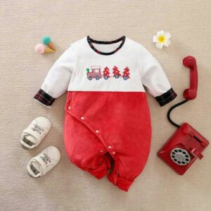 Red Trees Casual Baby Romper