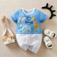 Love The Planet Blue White Baby Romper
