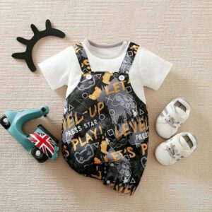 Gamer Style Dungaree Set For Baby