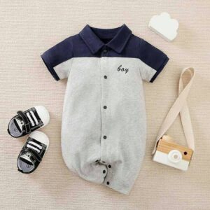 Duo Style Gray Blue Baby Romper