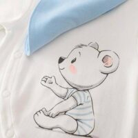 Soft White and Blue Baby Romper with Bib