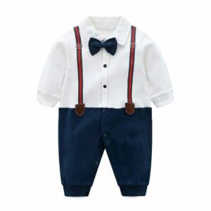 Baby Bodysuit Smart Blue and White Dress