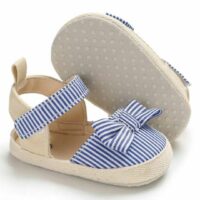 Straight Blue Lines N Bow Baby Sandal
