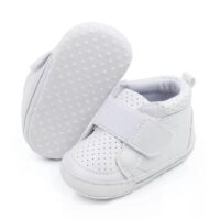 White Leather Band Trap Style Baby Shoes