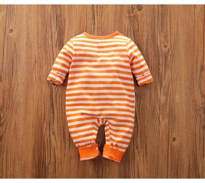 Orange Striped Fox Style Baby Romper