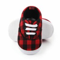 Red And Black Check Style Baby Shoes