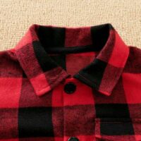 Wide Check Style Red N Black Baby Romper