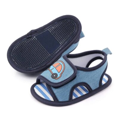 Car Design Blue Patch Style Baby Sandal Shoes