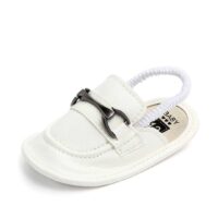 White Leather Elastic Ankle Baby Slipper Shoes