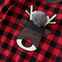 Reindeer Red Black Checkered Baby Romper