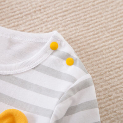 Yellow Bear With Gray Stripes Romper
