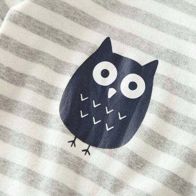 Wise Owl Gray Baby Romper With Cap