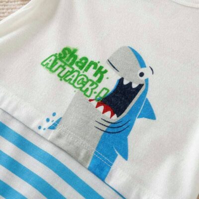 Shark Bite Blue N White Baby Romper