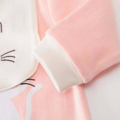 Soft Pink and White Baby Romper with Bib
