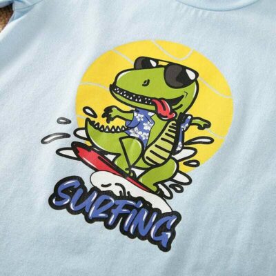 Dino Surfing T-Shirt N Shorts Summer 2pc Set