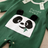 Baby Panda Green Baby Romper