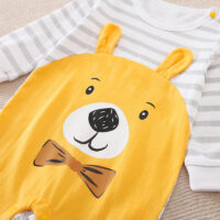 Yellow Bear With Gray Stripes Romper