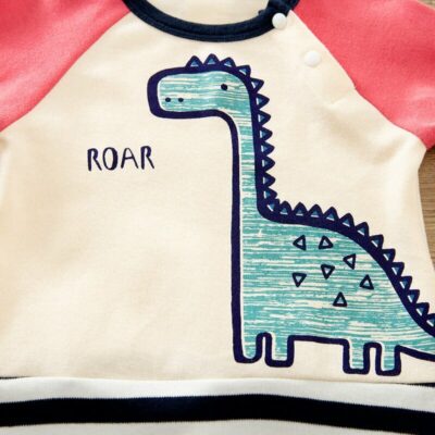 Amazing White & Pink Dinosaur Baby Romper