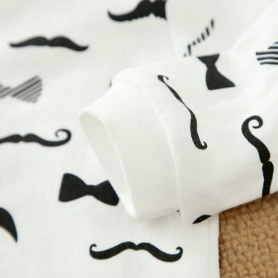 Gentleman Moustache Pattern Full Sleeves Romper