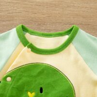 Baby Romper With Green Dinosaur Pattern