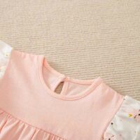 Pink Onesie With Bunny Skirt For Baby Girl