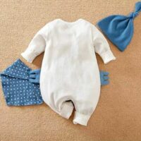 Blue Crab Baby Romper With Cap And Bandana