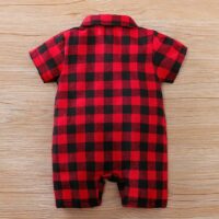 Red And Black Check Casual Romper