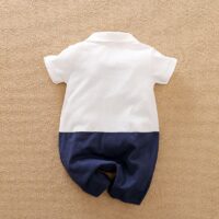 White And Blue Formal Baby Romper