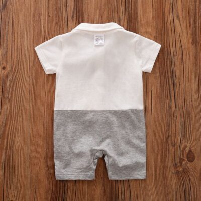 Modern Formal Style Grey White Baby Romper