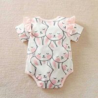 Pink Bunnies Pattern Baby Girl Romper