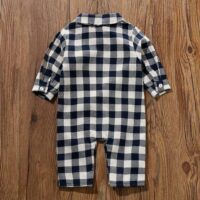Check Style Blue N Off White Baby Romper