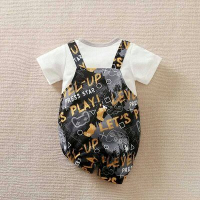 Gamer Style Dungaree Set For Baby