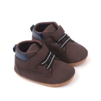 Whimsical Dark Brown Lace and Valcro Strap Baby Shoes