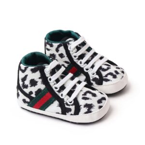 White & Black Cheetah Print Converse Style Baby Shoes