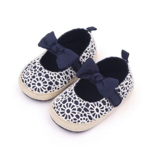 Soft fancy Navy Blue baby Shoes with Bow
